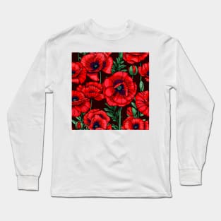 scarlet red poppies Long Sleeve T-Shirt